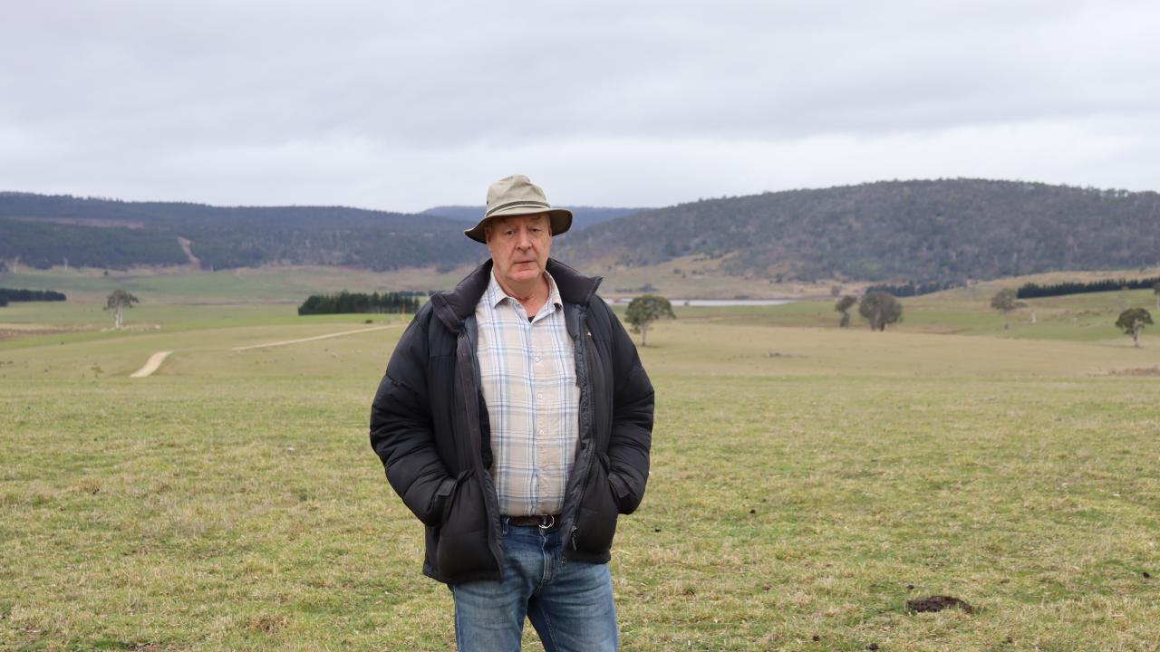 Peter Downie at the site of Weasel Solar Farm