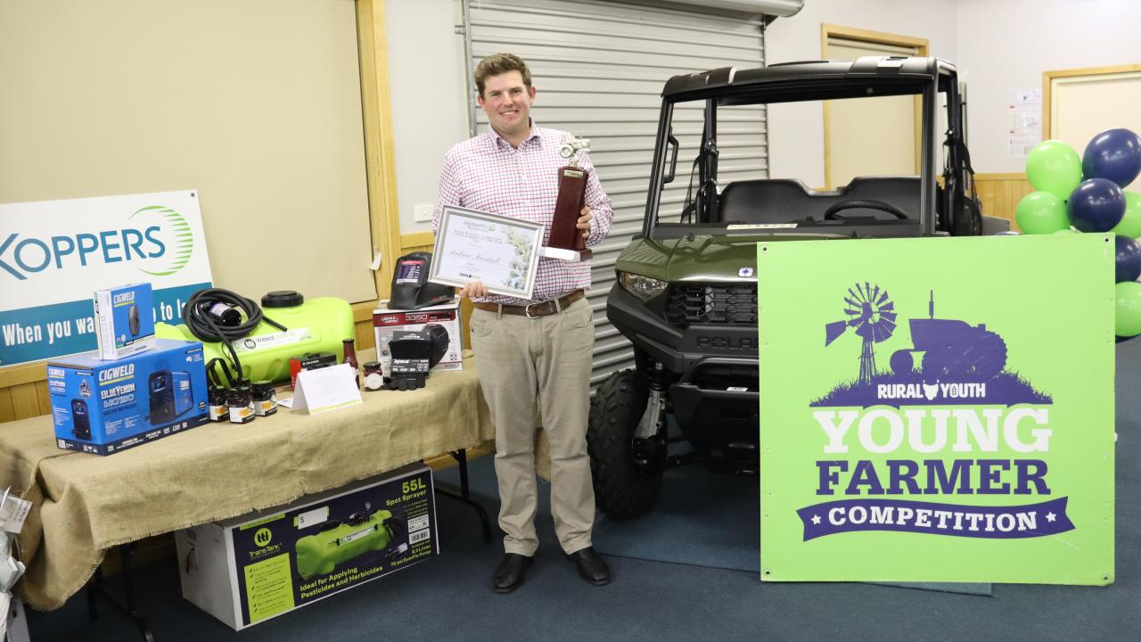  2025 Woolworths Tasmanian Young Farmer of the Year winner Andrew Marshall