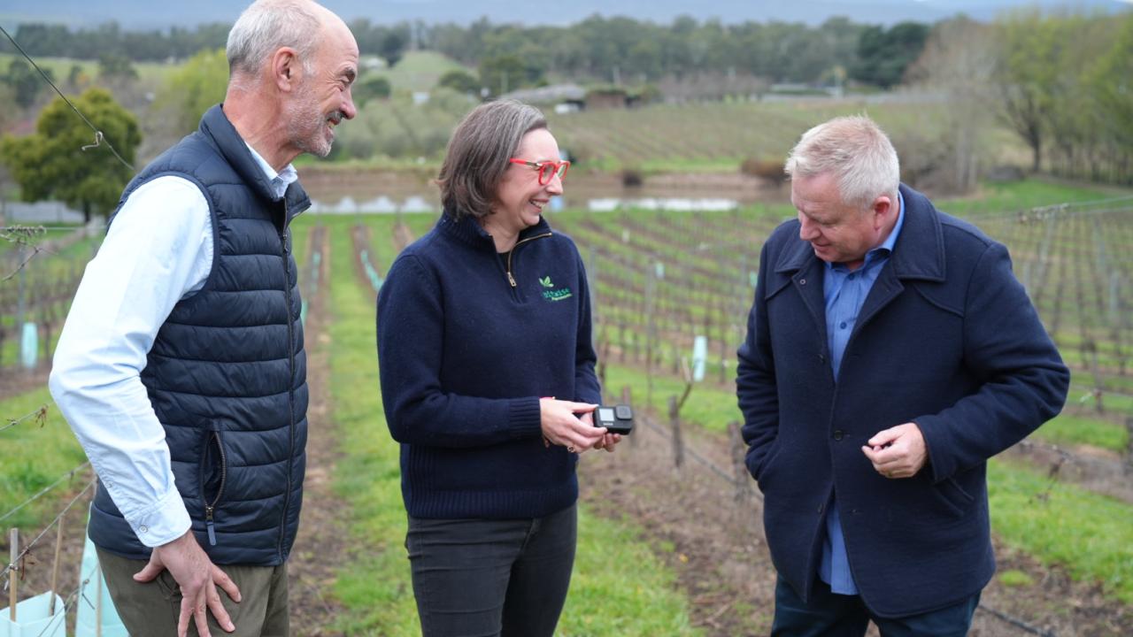 Fiona Turner from Bitwise Agronomy with Premier Jeremy Rockliff and Deputy Premier Guy Barnett