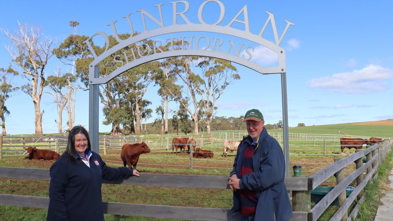 Dunroan Shorthorn owners Richele and Phillip Loane. Dunroan Shorthorn owners Richele and Phillip Loane.