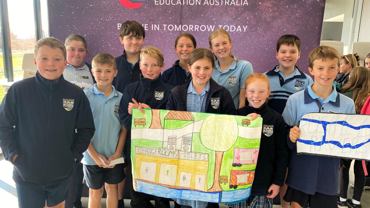 Perth students participate in illuminate: Liam, Isabelle, Arlo, Adam, Chris, Armani, Phoebe, Azhara, Addison, Zac and Lachlan.
