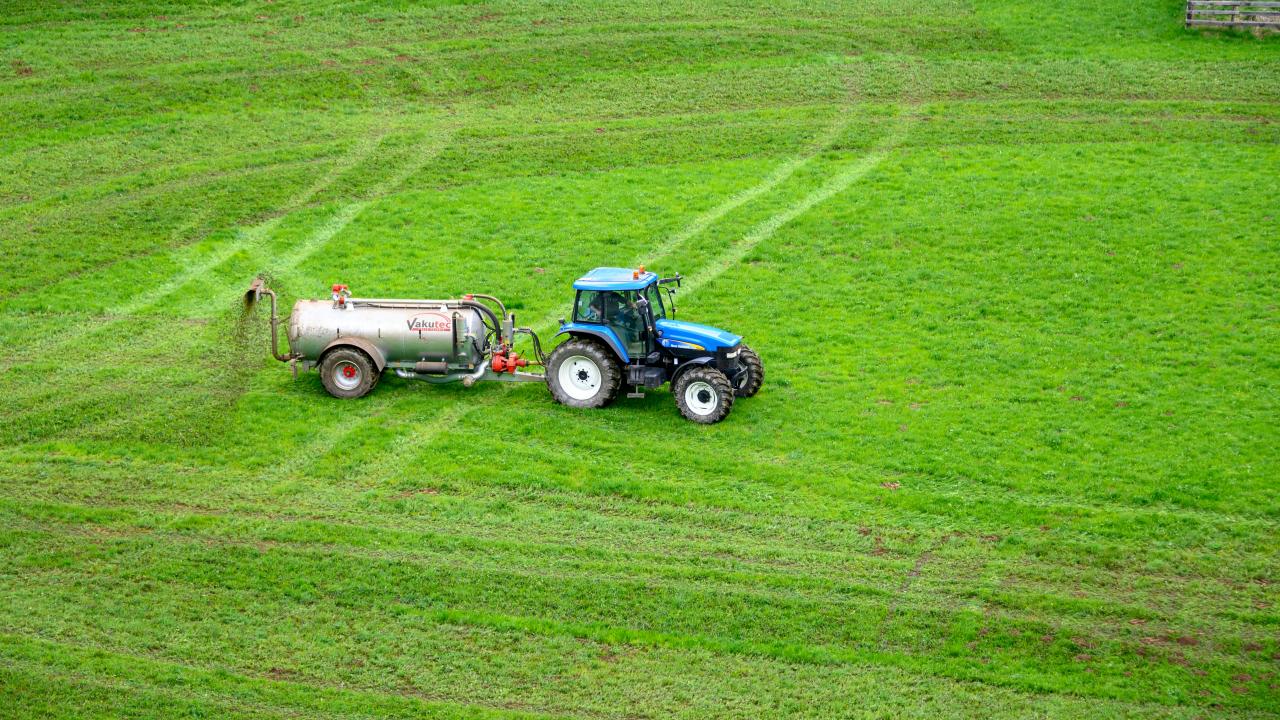 A tractor in a field