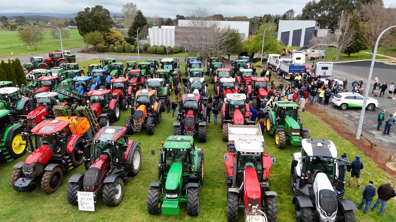 Some of the tractors that took part in last week's potato protest Some of the tractors that took part in last week's potato protest
