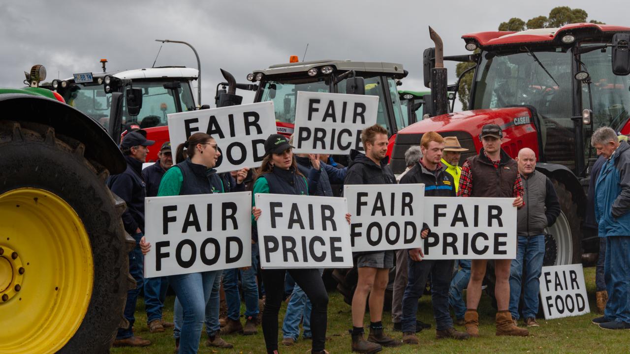 TasFarmers members and potato producers at the protest against Simplot's latest price offer TasFarmers members and potato producers at the protest against Simplot's latest price offer