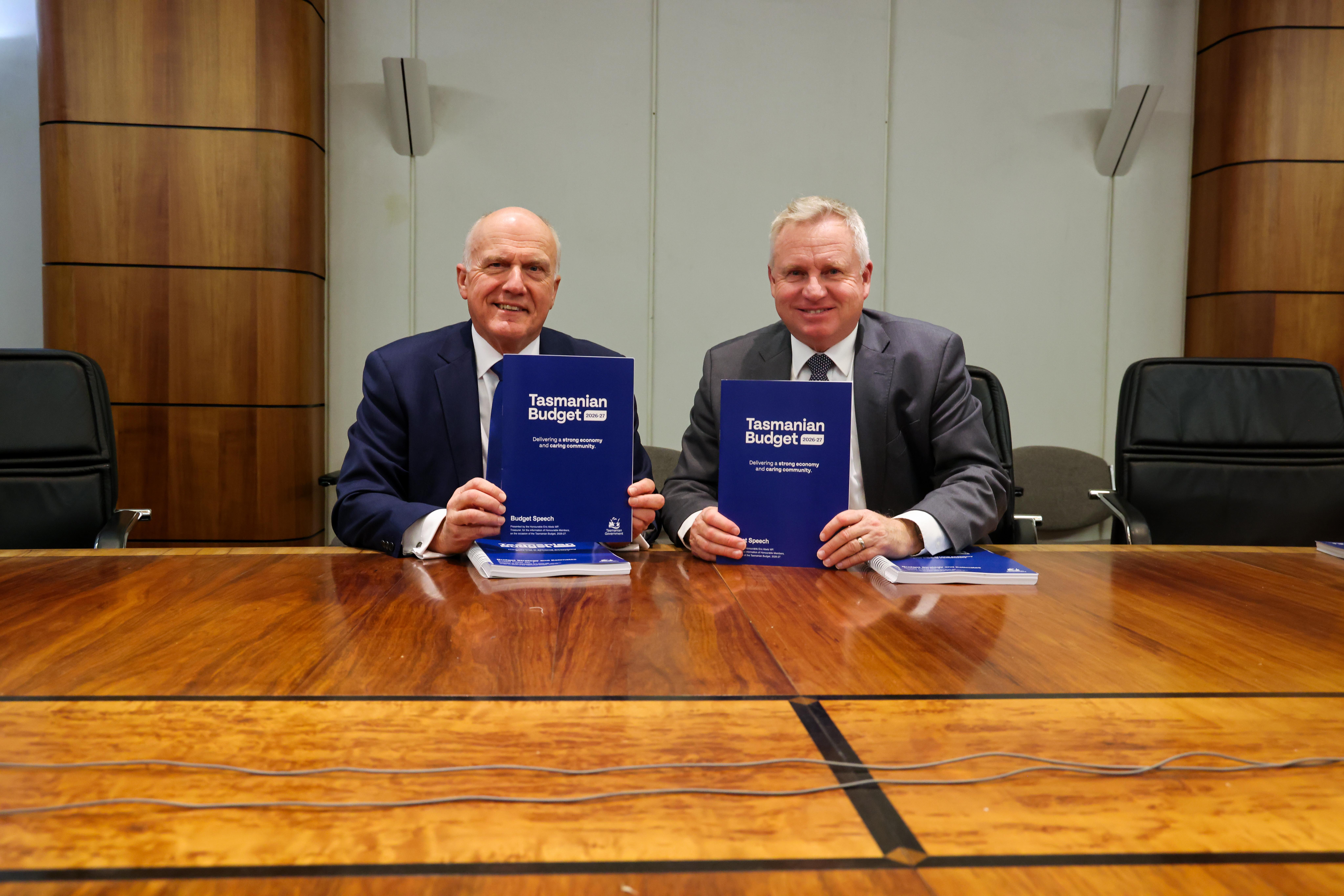 Treasurer Eric Abetz and Premier Jeremy Rockliff