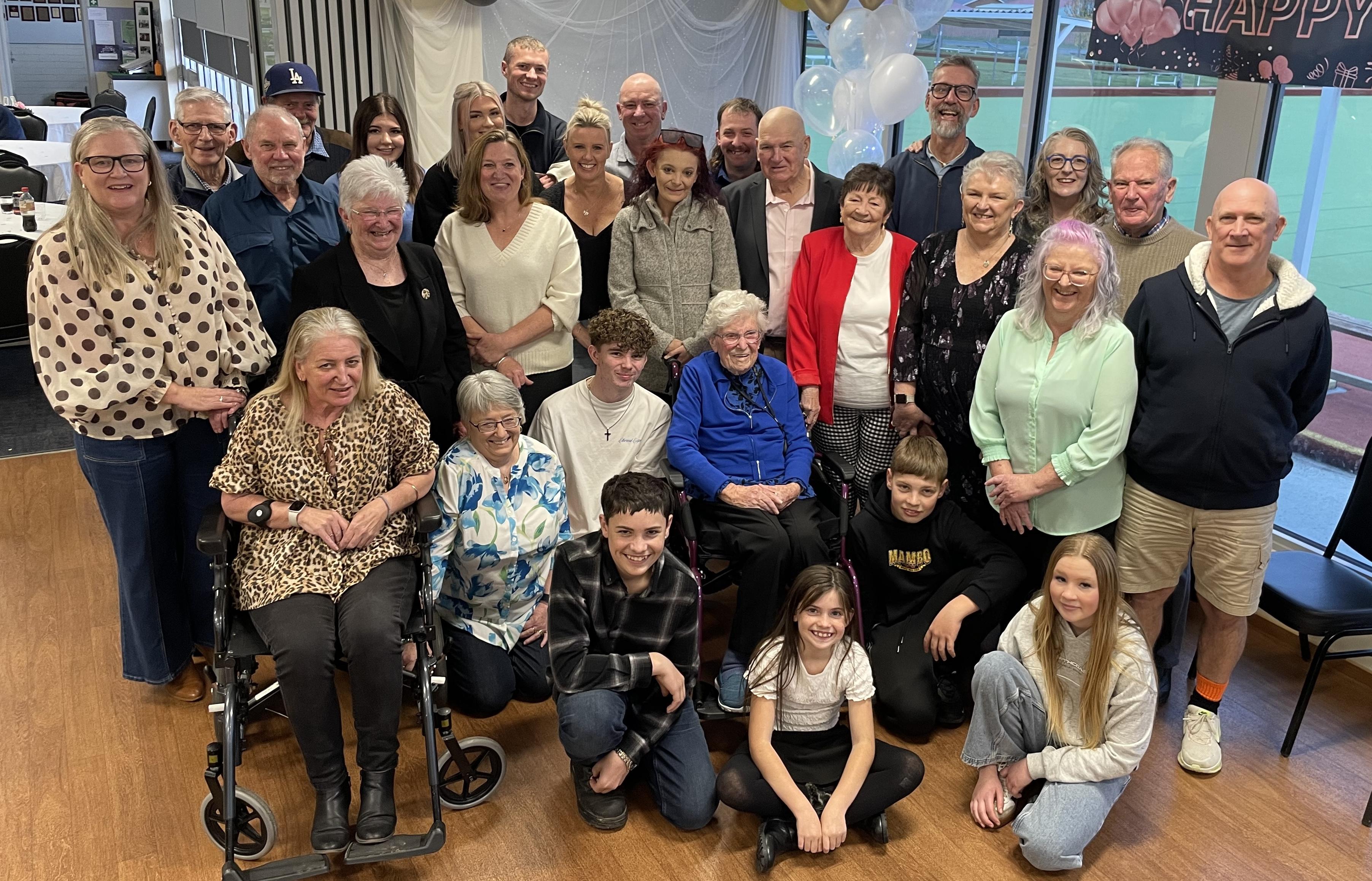 Margaret Elliott with her family and friends