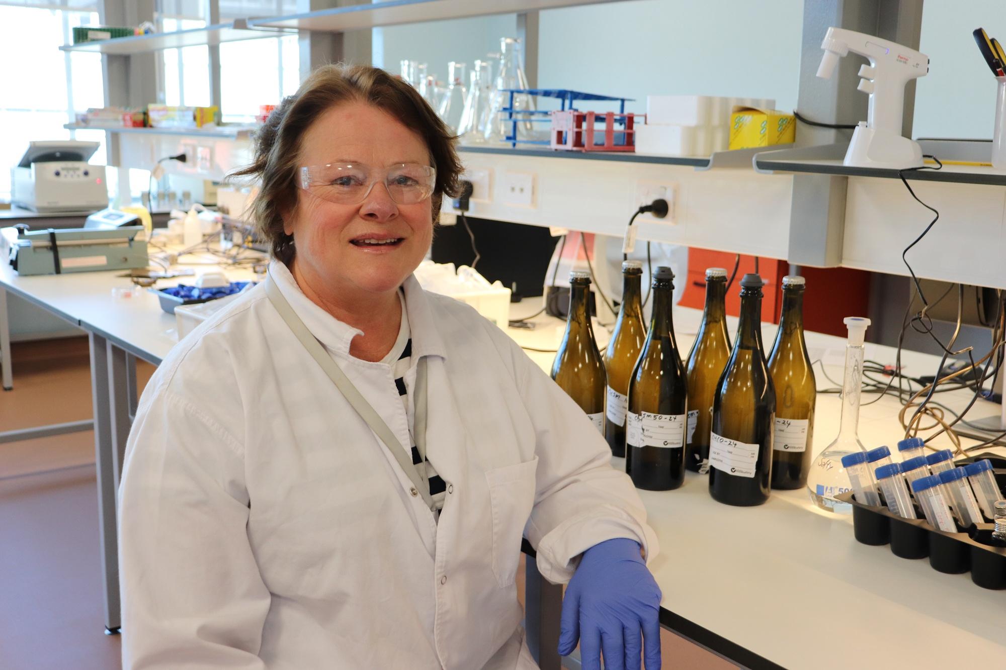 Alison Ctercteko with smoke tainted sparkling wine.