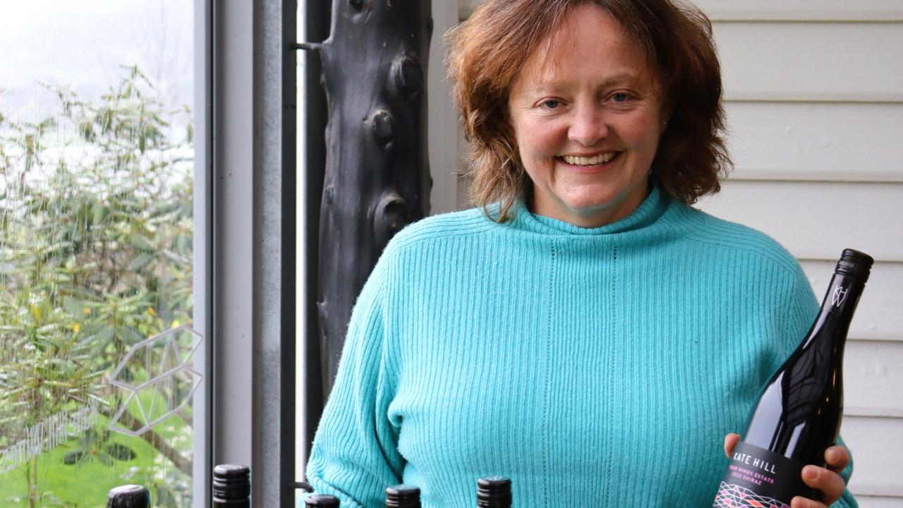 Kate Hill with her selection of specialty wines Kate Hill with her selection of specialty wines