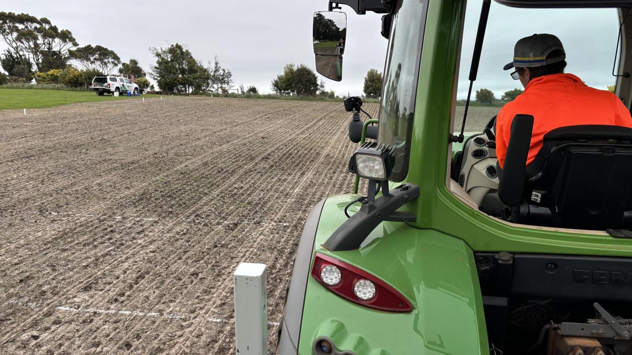 Site being sown at Pipers River in north-east Tasmania Site being sown at Pipers River in north-east Tasmania
