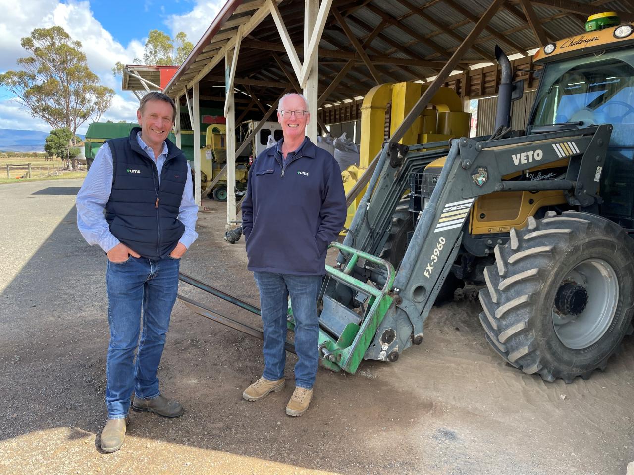 UMS Cressy Research Station manager Tim Smallbon and director and founder Stewart Sutherland look at some of the new seed varieties being developed in one of their plots.
