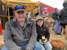 Scott Whiting of Pipers River with son Leo, 7