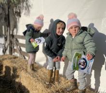Mia, 4, Charlie, 5, and Averie Lambert, 1