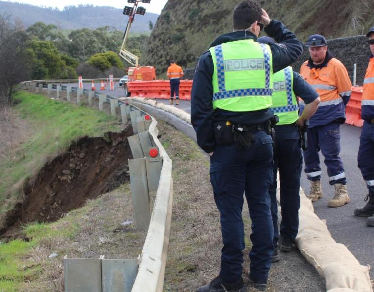 Original Lyell Highway landslip in 2024