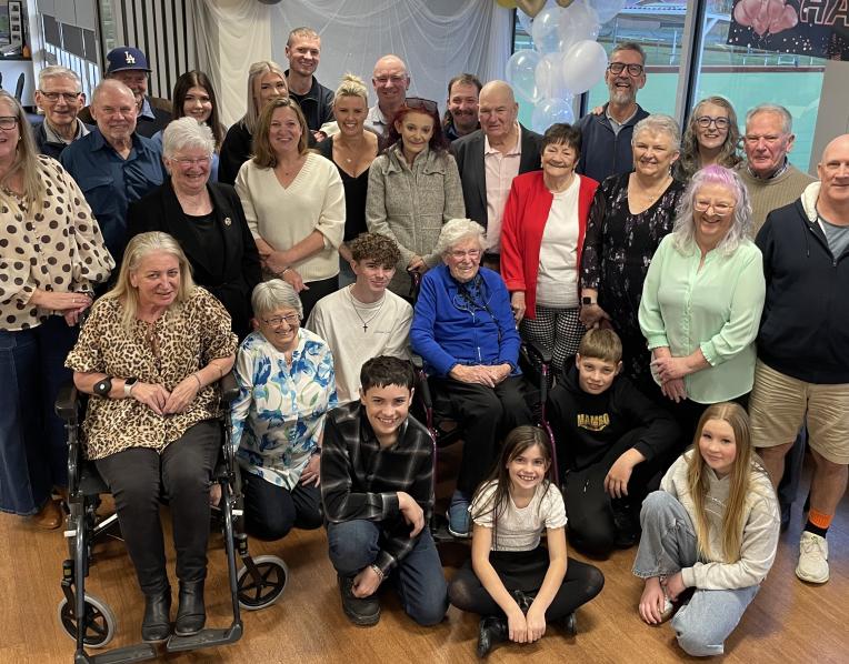 Margaret Elliott with her family and friends