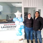 Ngaire Melhop and Shemi Rubin of White Wallaby Laundry Services prior to their grand opening of the new Laundromat last Saturday morning