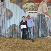 Winner of the 2026 Award at the Tasmanian Junior Beef Expo Sophie Smith with Tasmanian Shorthorns president Reg Woodiwiss.