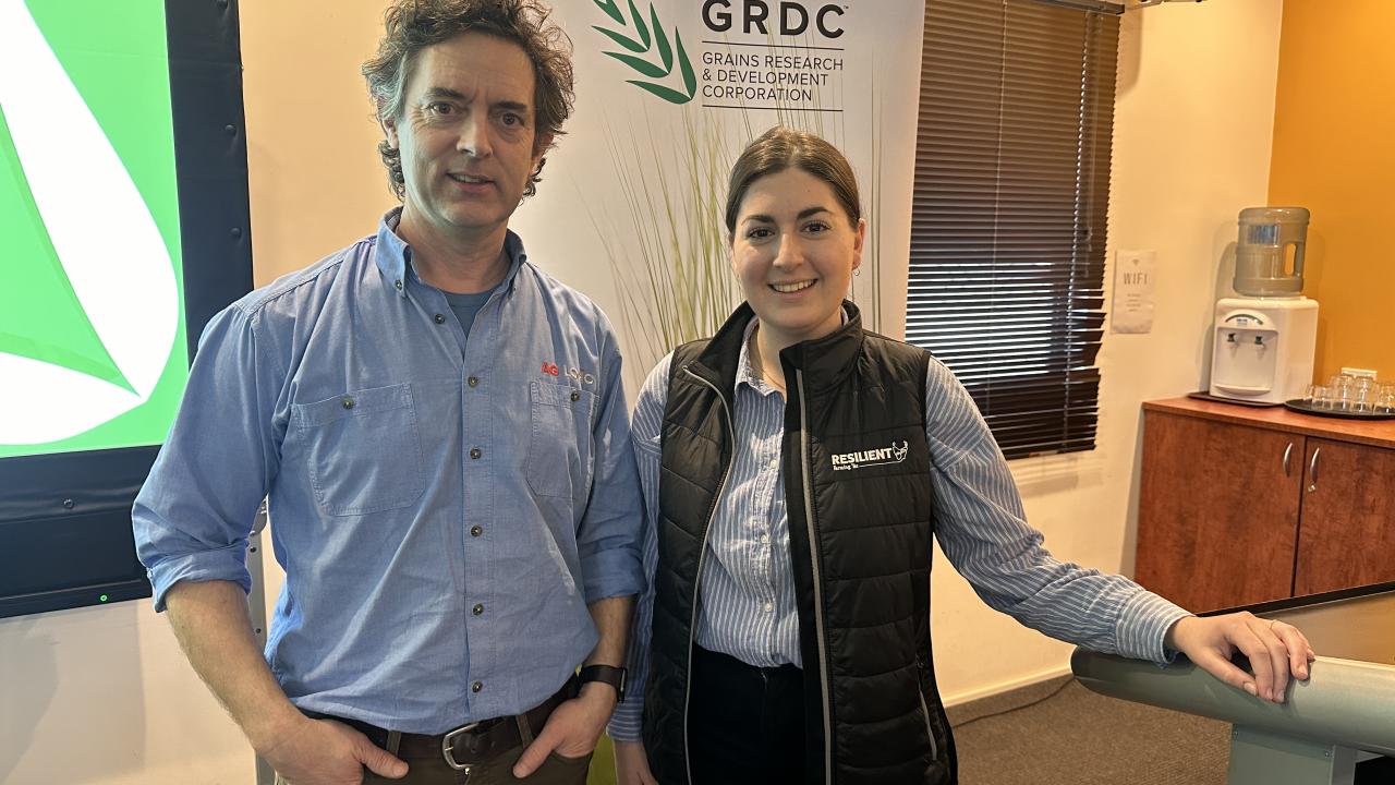 Owner of Ag Logic Dr Reuben Wells and RMGC consultant Naomi Palombi Dr Reuben Wells and Naomi Palombi