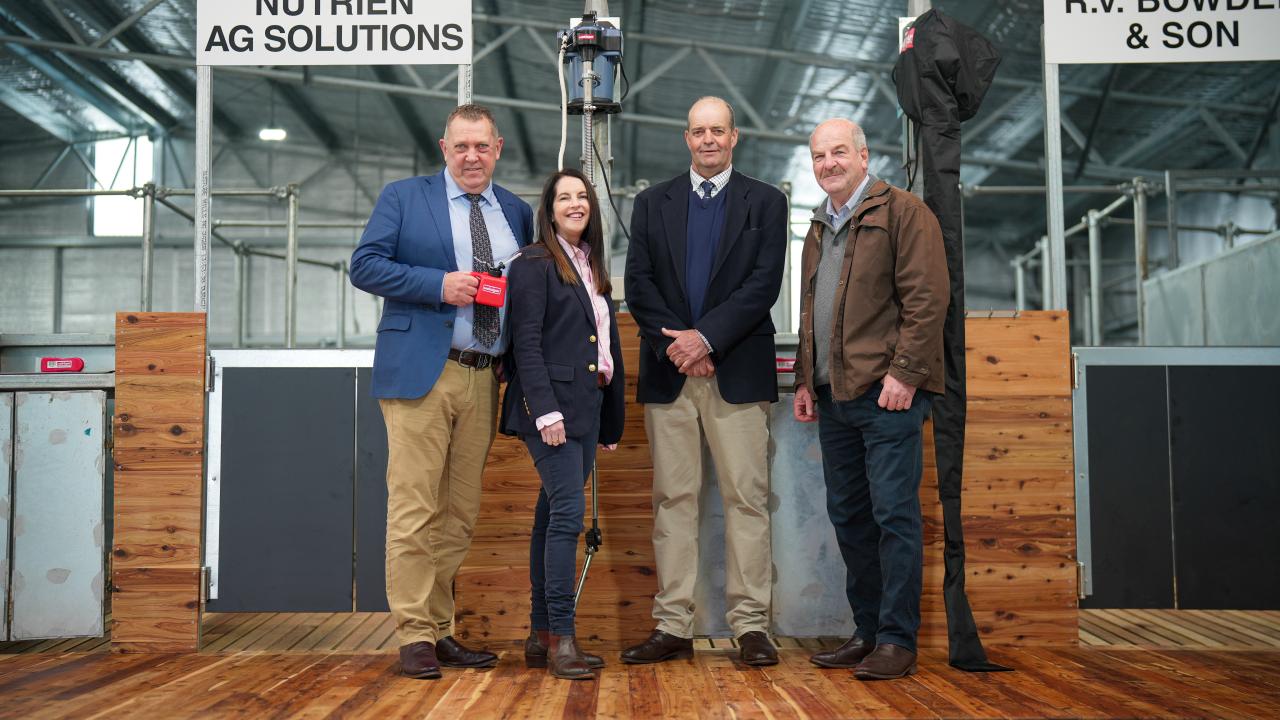 Primary Industries Minister Gavin Pearce, Liberal Lyons MHA Jane Howlett, Midland Agricultural Association member Kip Gray and Liberal Lyons MHA Mark Shelton