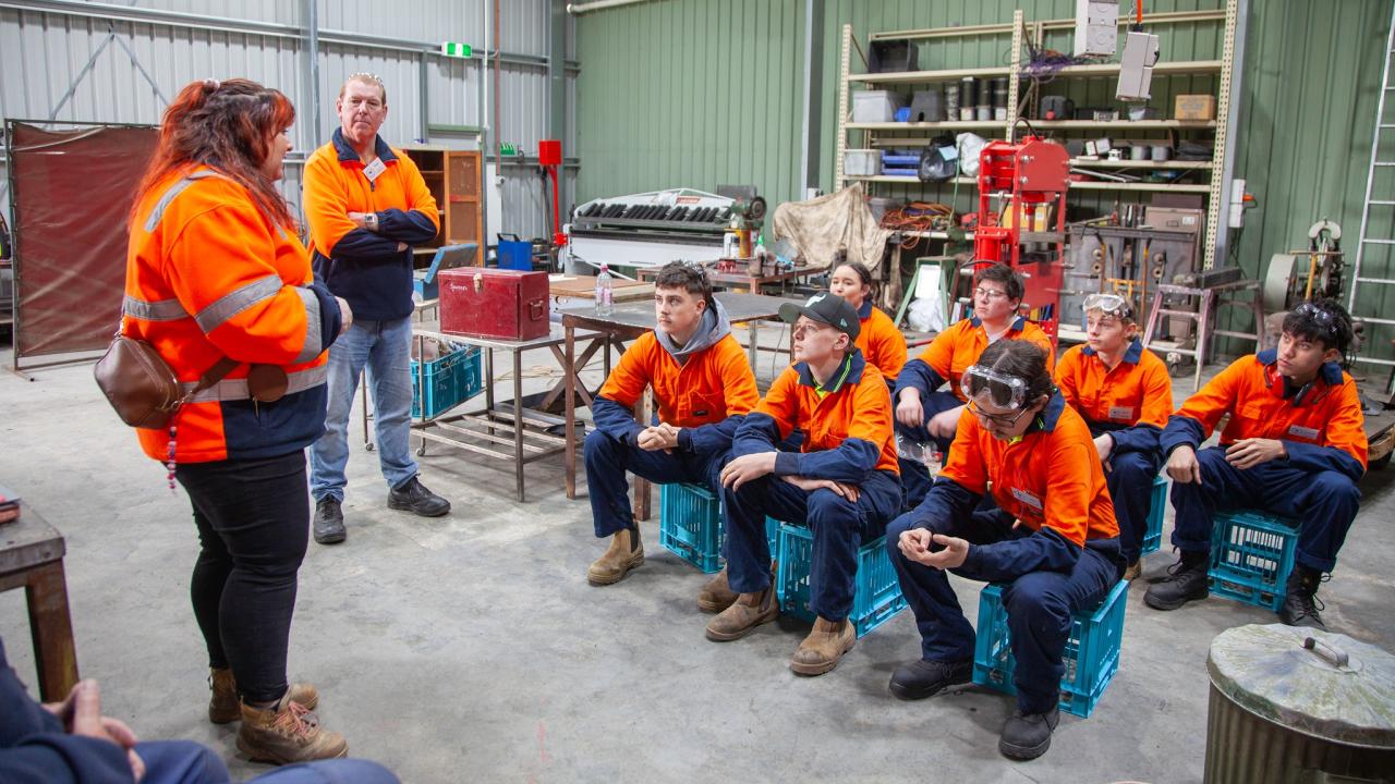 Skills Pathway Program students at the new Derwent Valley Railway workshop
