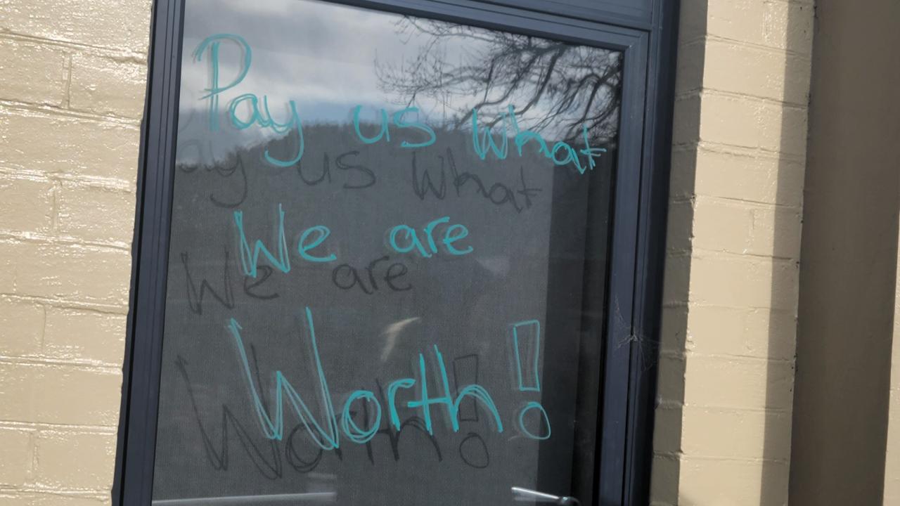 One of the messages a Derwent Valley Council worker put up as part of protected industrial action.