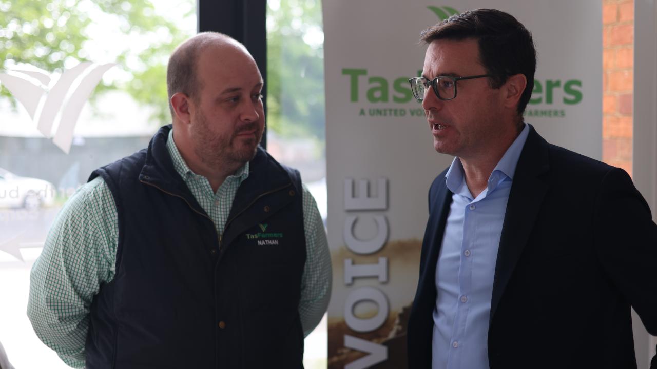 TasFarmers CEO Nathan Calman with Nationals Leader David Littleproud.