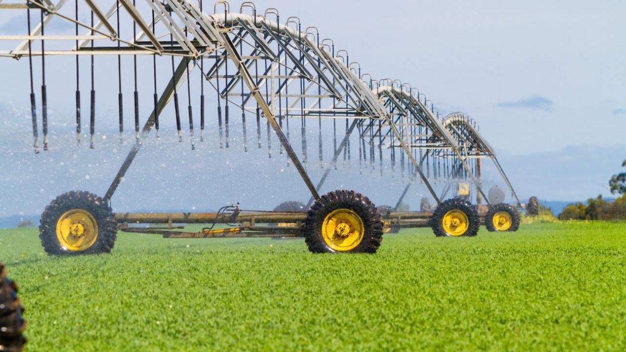 Irrigator in use on a farm