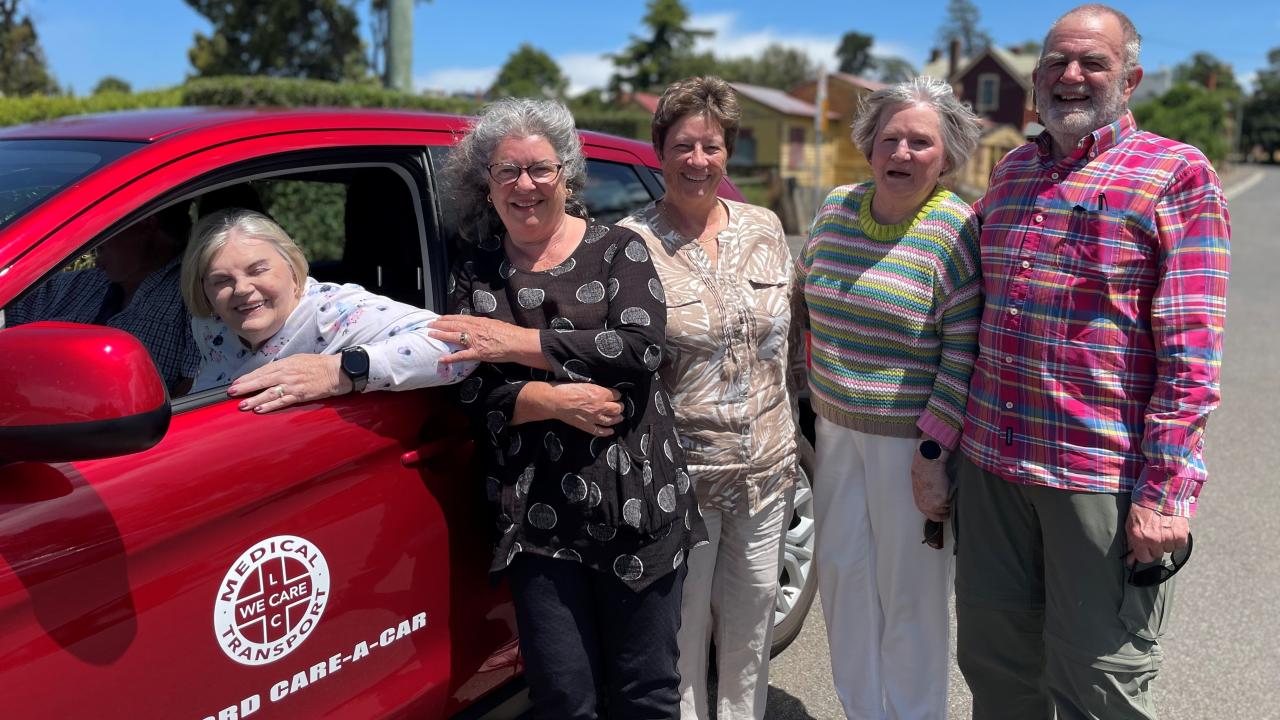 Chrissie Edwards of Longford in the new Care-a-Car with co-ordinator Gail McBain, president Christine Barlow, treasurer Pat Nyman and driver and vice president David Nyman