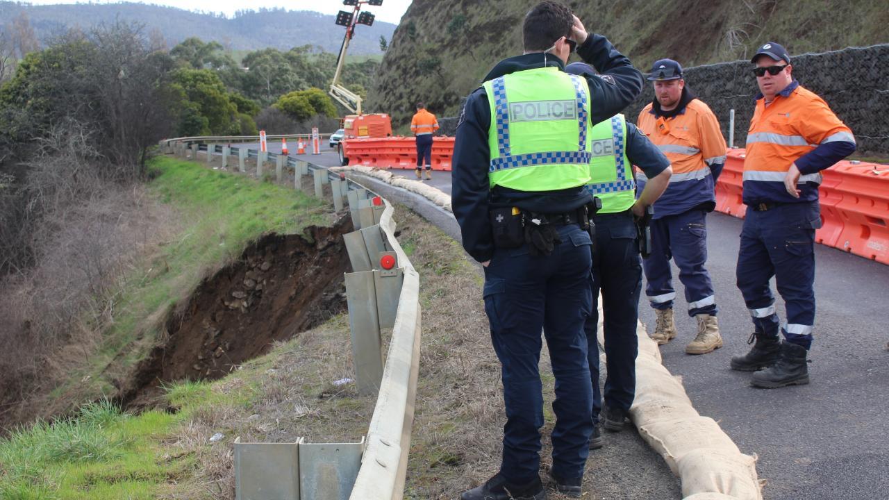 Original Lyell Highway landslip in 2024