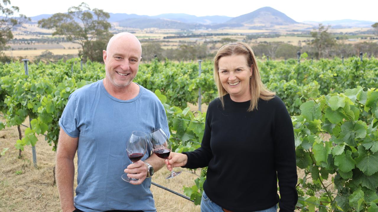 James and Karen Stewart amongst the vines