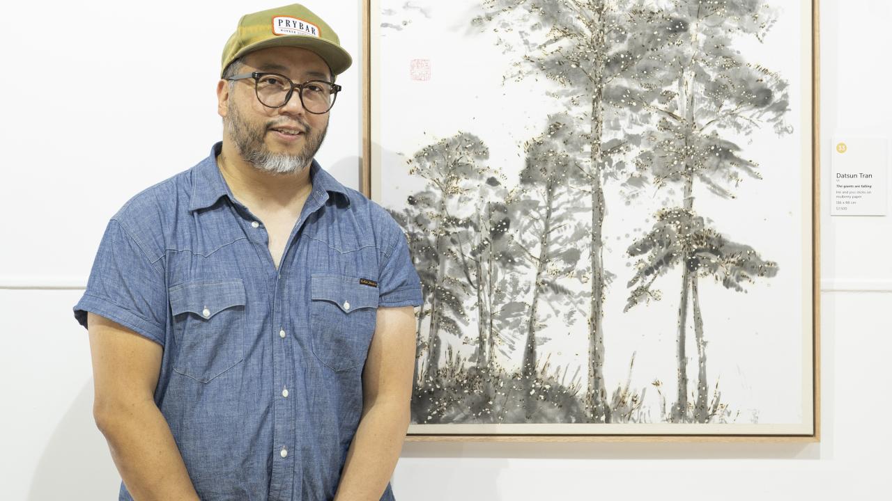 Datsun Tran with his Glover-winning artwork