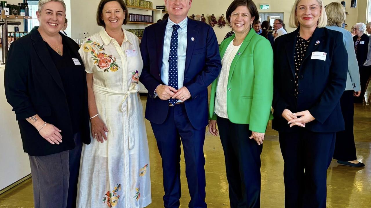Mayor Dracoulis with Premier Jeremy Rockliff and his wife Sandra Knowles (left), Her Excellency Ingrid Dahl-Madsen, Ambassador of Denmark to Australia, and Kath Morgan-Wicks DPAC Secretary.  