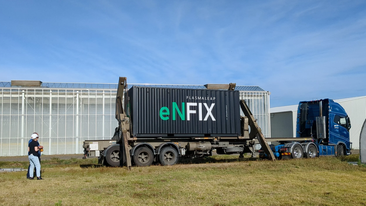 PlasmaLeap Technologies’ Enfix unit, a containerised system designed to produce nitrogen fertiliser on-farm