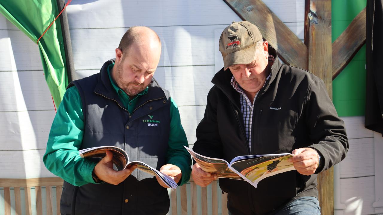 Nathan Calman and Gavin Pearce reading the Agri scorecard.