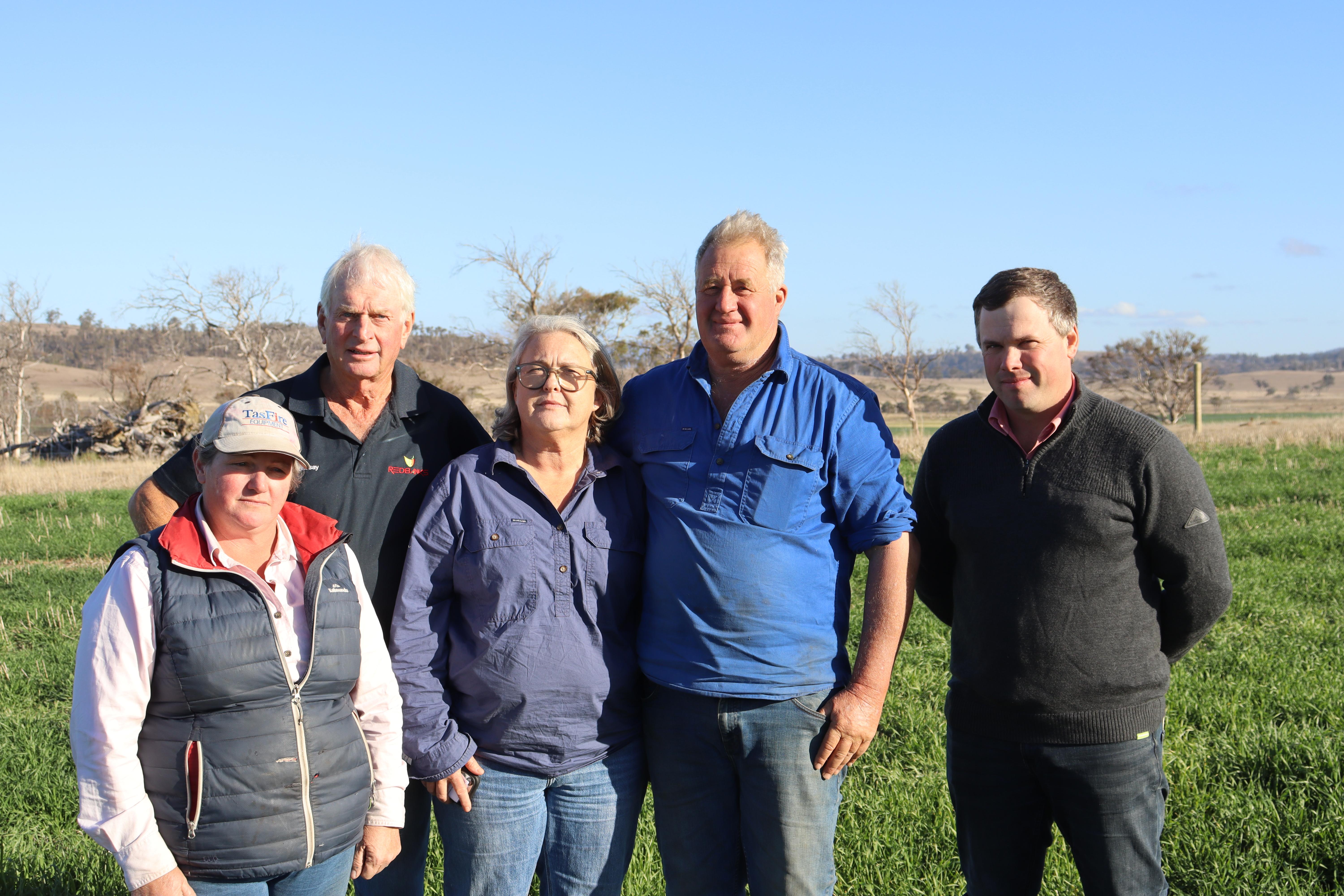 Grindstone Bay Natural Resources and Environment officer Amanda Brookes, Lindsay White, Melissa and William Fergusson, and Chris Cusick.