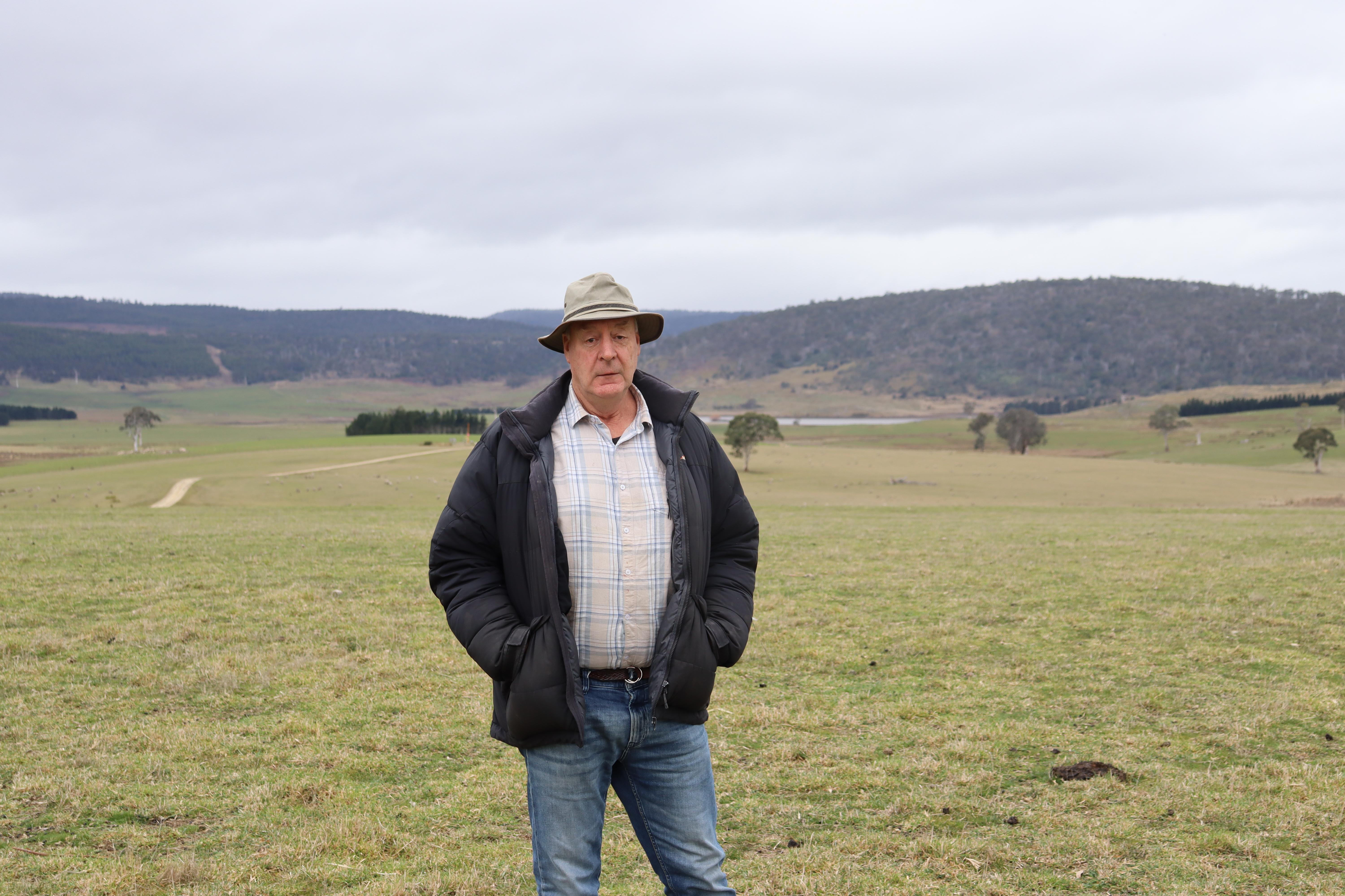 Peter Downie at the site of the Weasel Solar Farm