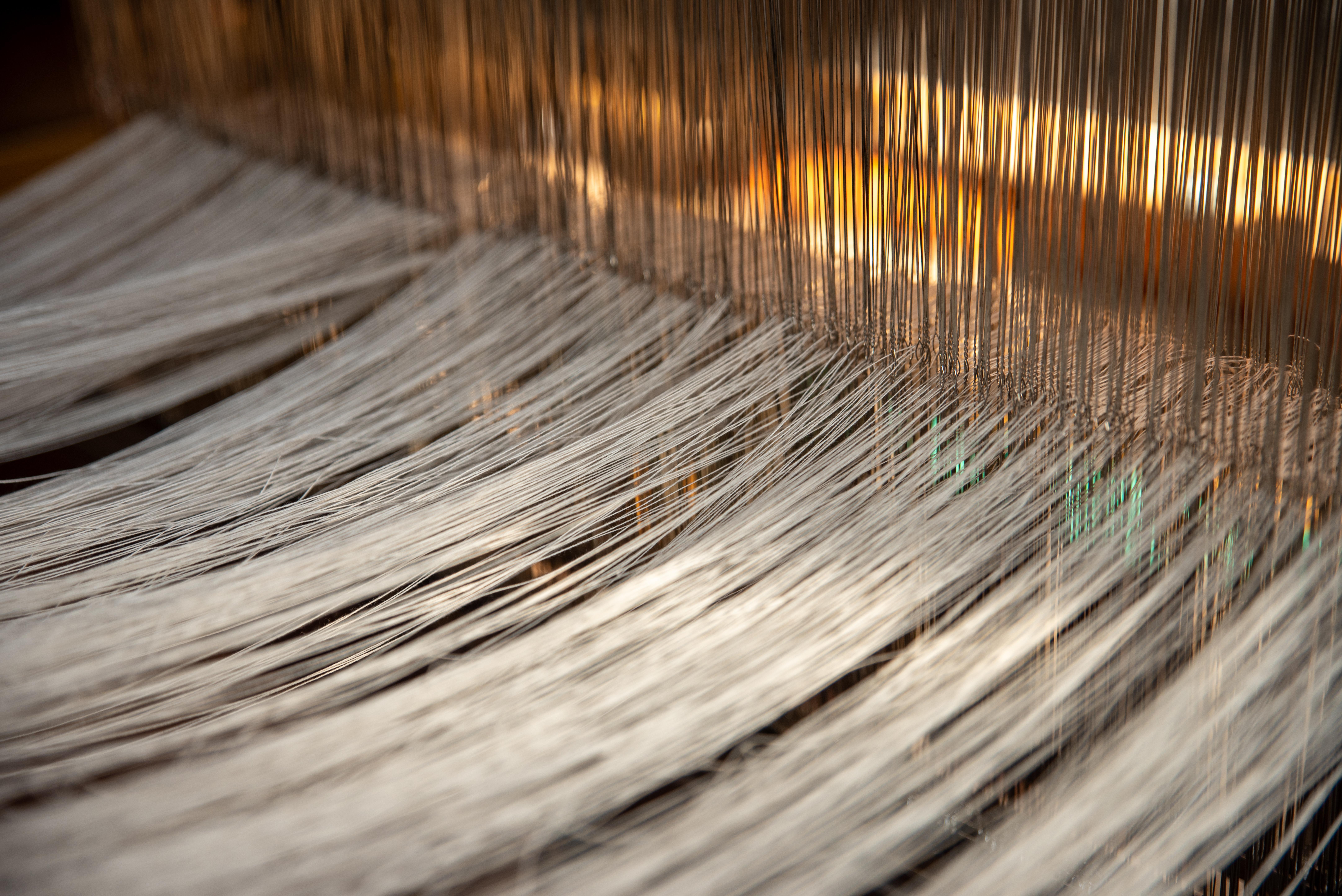 Wool on a weaving machine