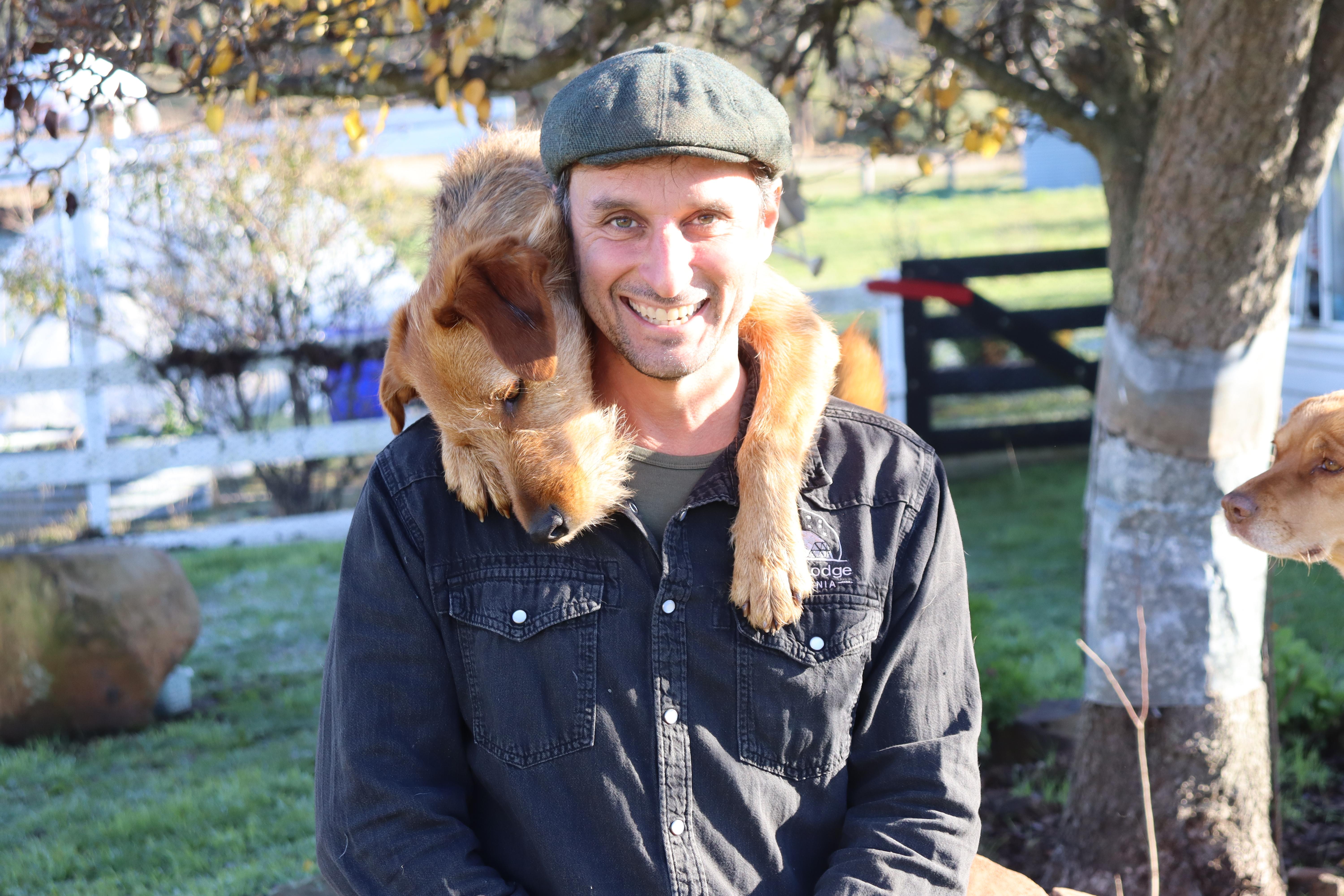 Tom Coughlin with his dog Buddy