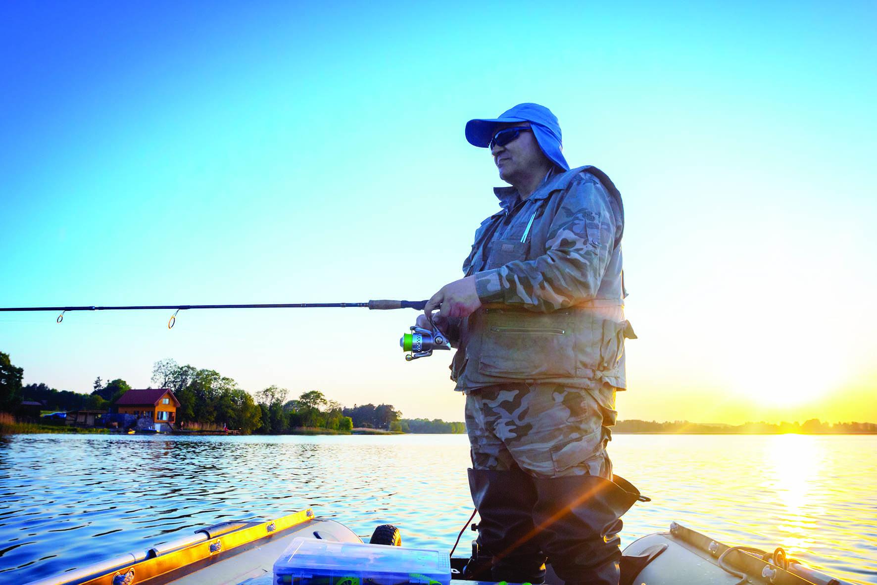 Casting for trout from a boat