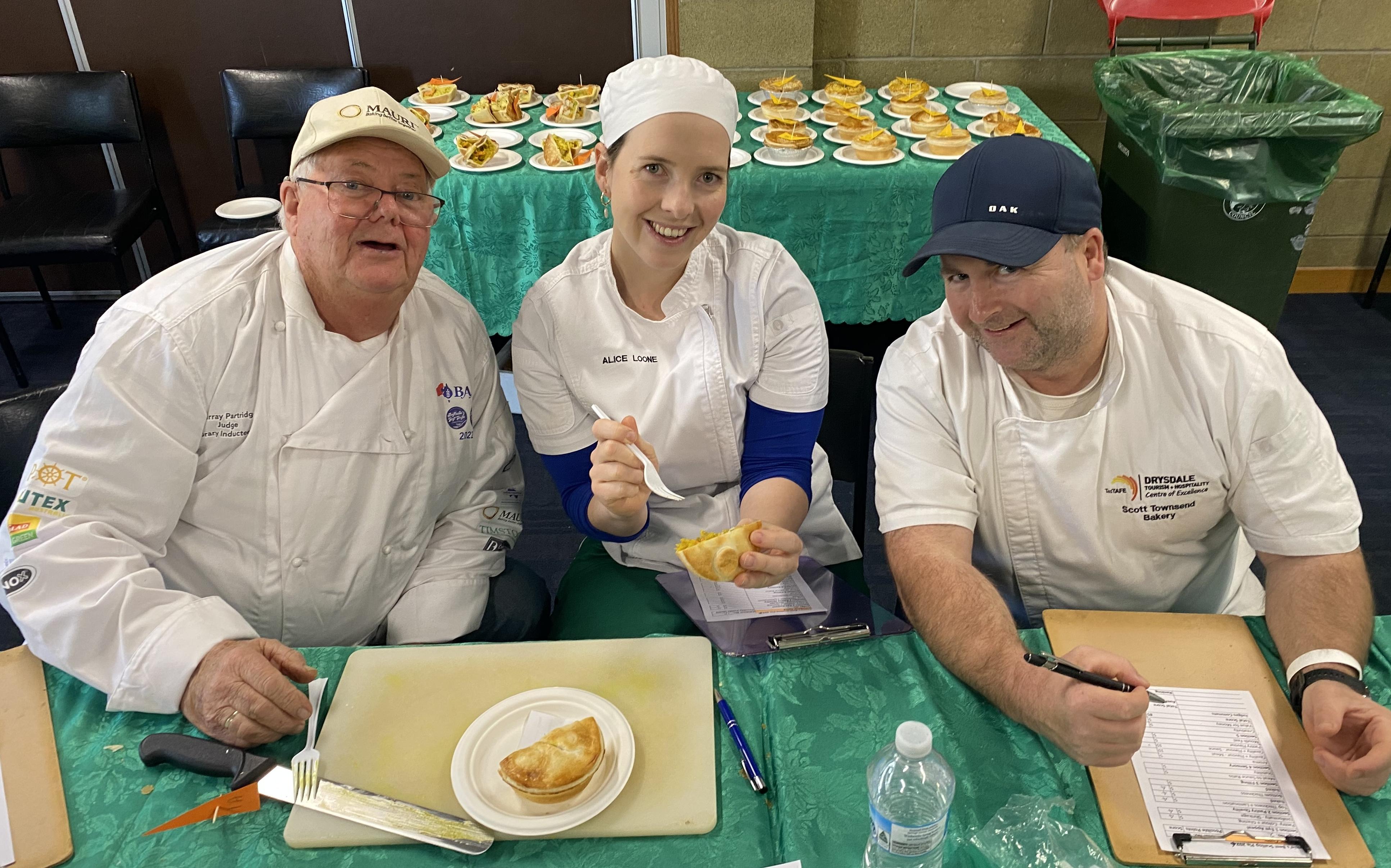 Judging of the scallop pie contest.