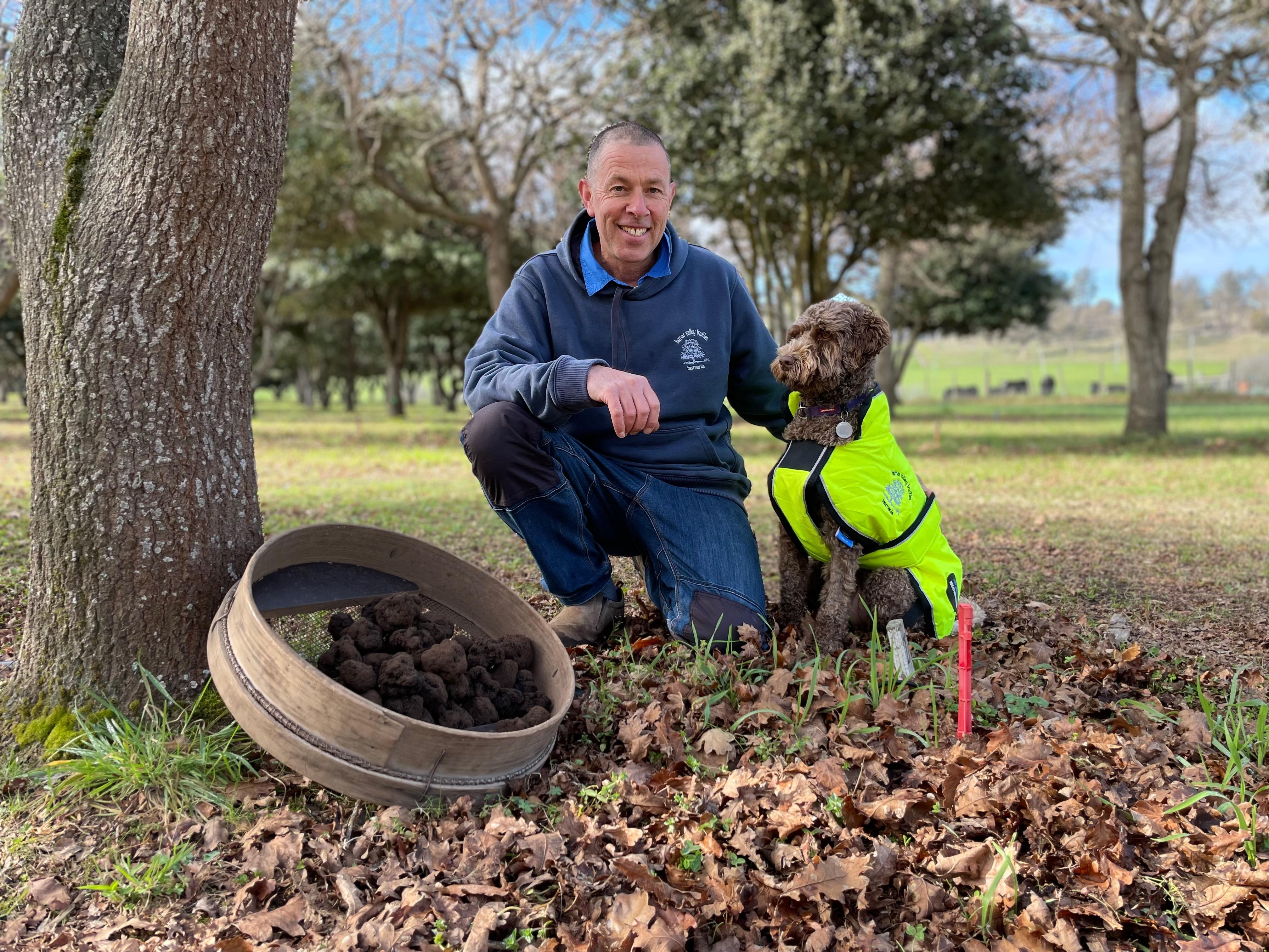 Marcus Jessup and truffle dog Peppa.