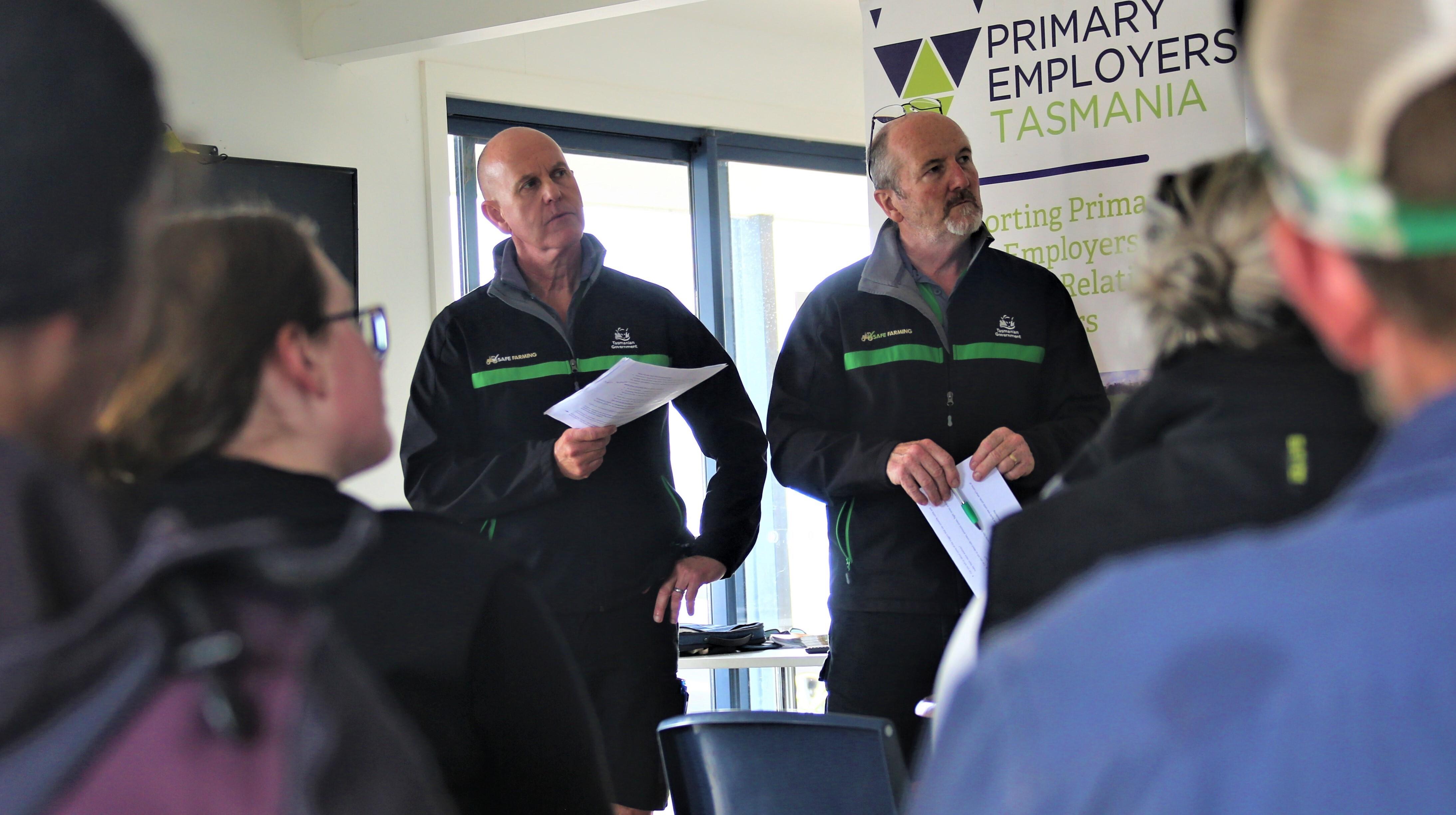 Stuart Beams and Phil John from Safe Farming Tasmania