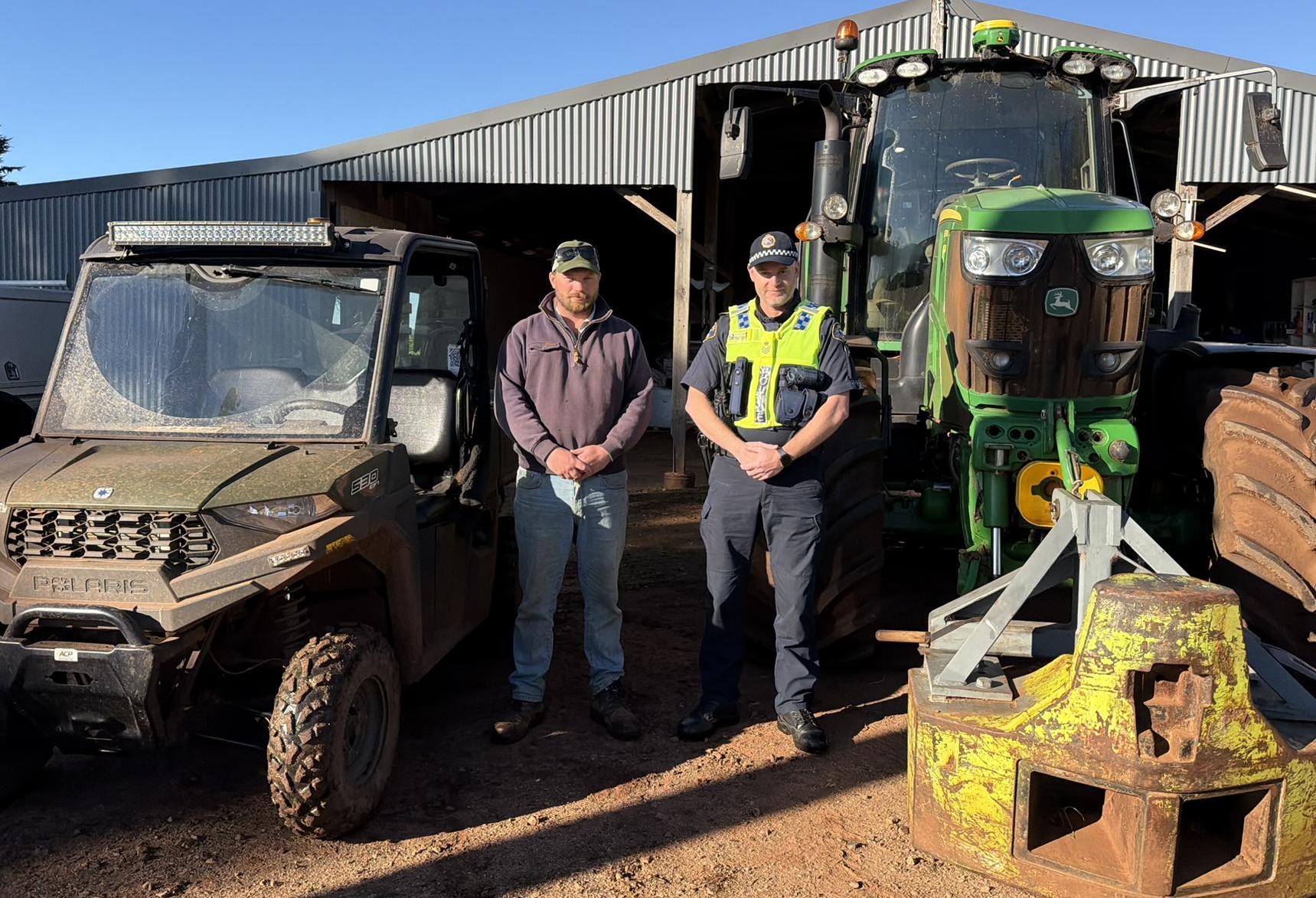 Senior Sergeant Martin Parker and Moriarity farmer, Owen Woolley