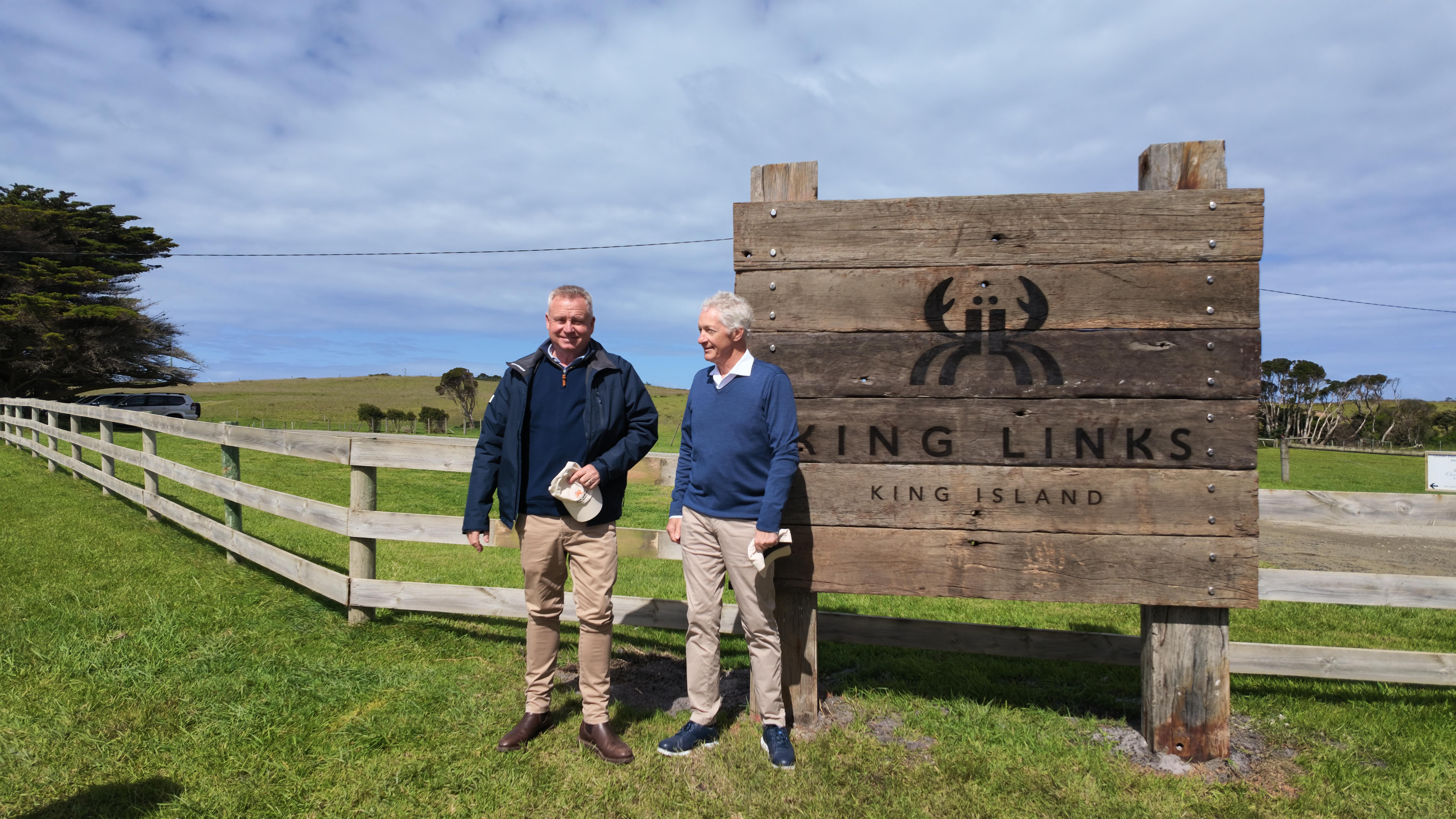 Premier Jeremy Rockliff with the chair of King Resort Andrew Muir at King Links