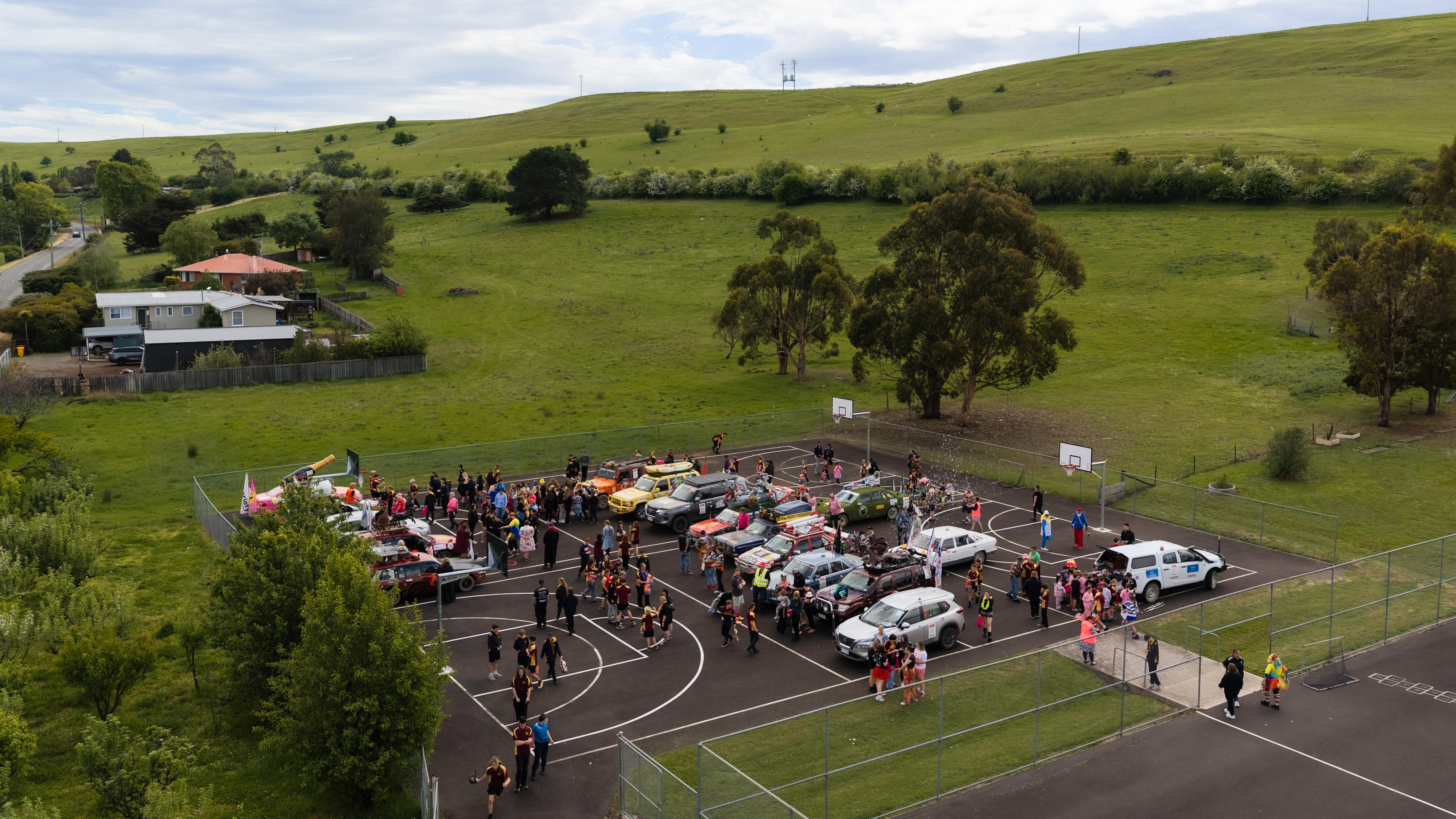 Variety Tasbash visting Glenora District School. Picture by Alistair Bett.