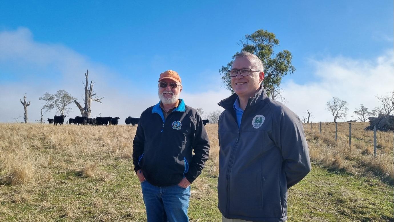 SSAA Farmer Assist National Coordinator Matthew Godson (right) with SSAA Tasmania’s Donald Riddell.