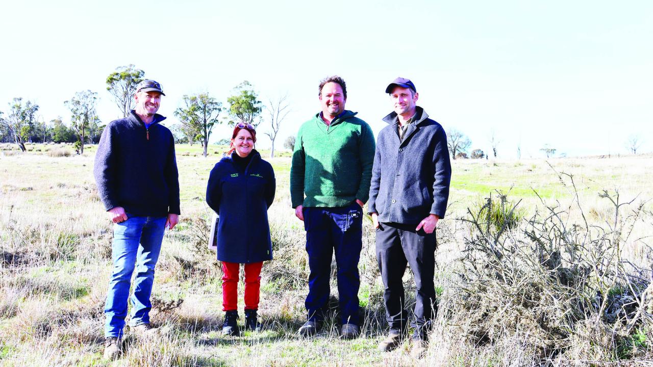 Maitland owner John Atkinson, left, NRM Consultant Mel Fazackerley, Bicton farm manager George Gatenby and Enviro-dynamics consultant Stuart Rose. Maitland owner John Atkinson, left, NRM Consultant Mel Fazackerley, Bicton farm manager George Gatenby and Enviro-dynamics consultant Stuart Rose.