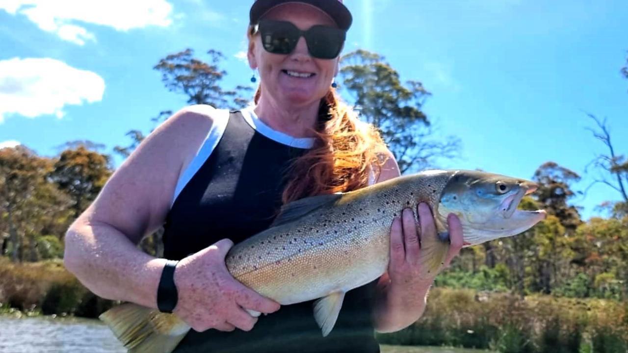 Pic 1 is of Sally Charleston with a solid female brown trout she caught at Lake Crescent on January 3. Pic 1 is of Sally Charleston with a solid female brown trout she caught at Lake Crescent on January 3.