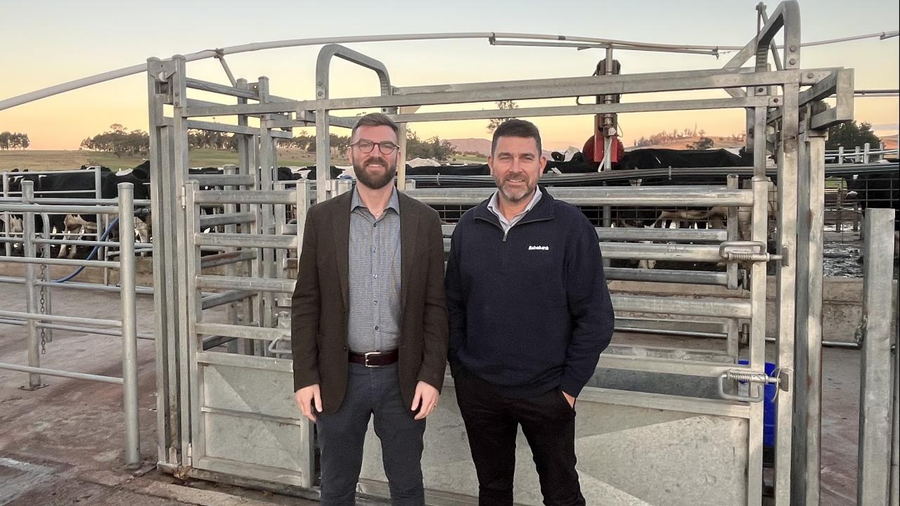 Rabobanks US-based senior dairy analyst Lucas Fuess and Australian-based senior dairy analyst Michael Harvey in Elizabeth Town. Rabobanks US-based senior dairy analyst Lucas Fuess and Australian-based senior dairy analyst Michael Harvey in Elizabeth Town.