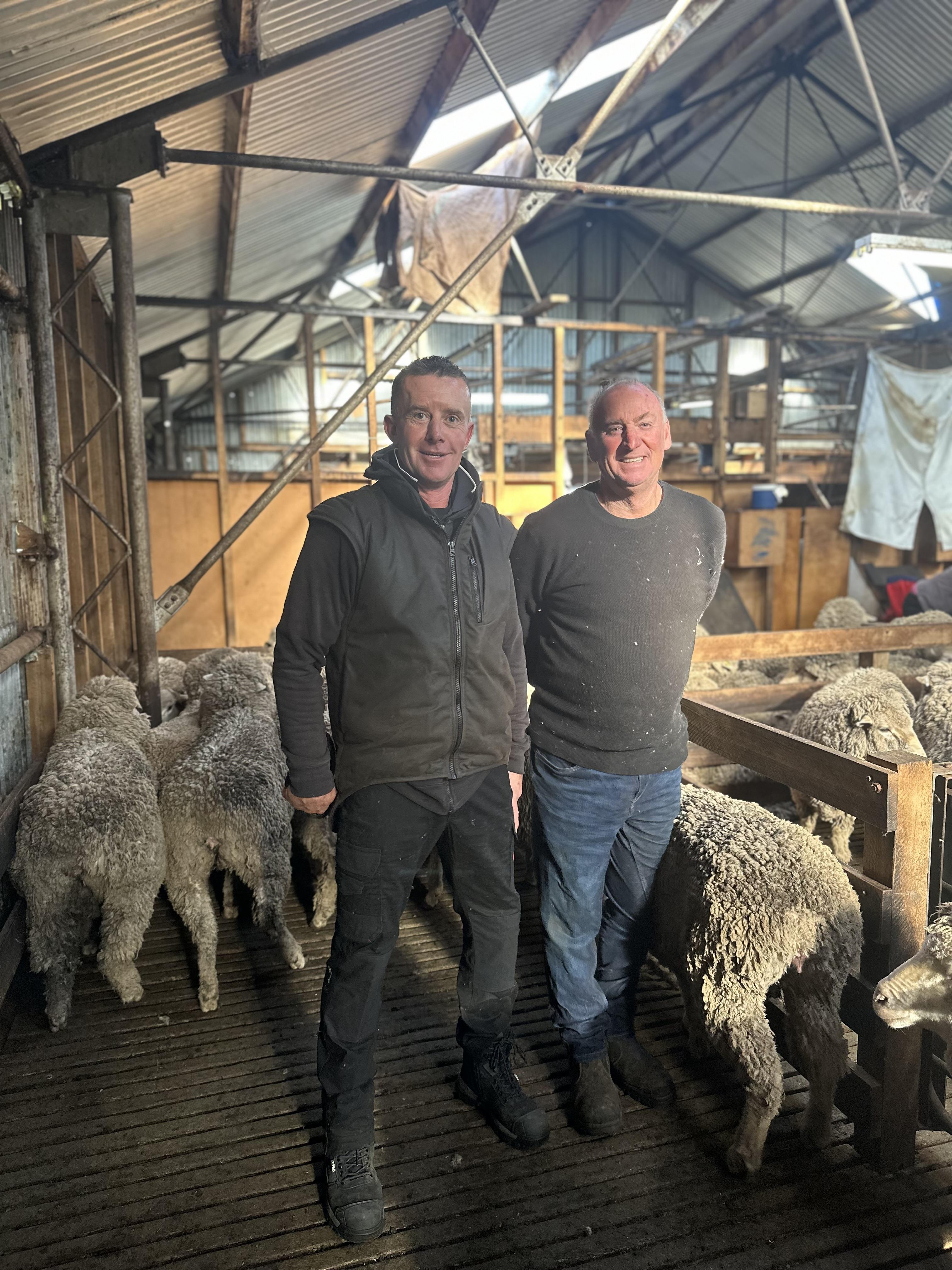 Phil Lester with Senior farm hand Scott Johnson.