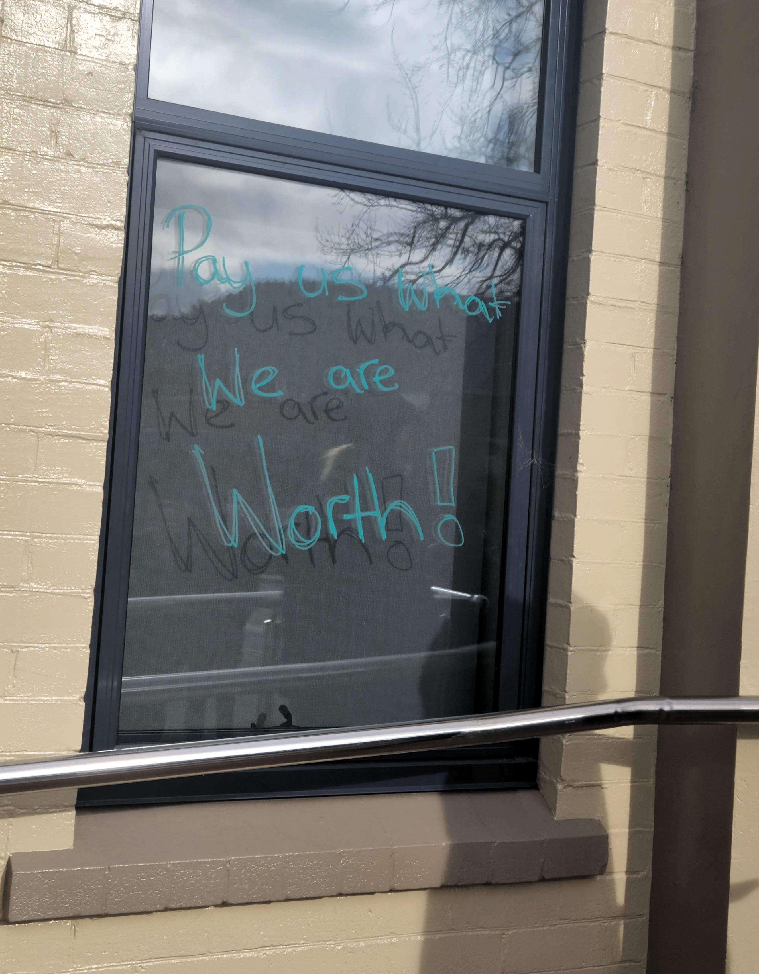 One of the messages a Derwent Valley Council worker put up as part of protected industrial action.